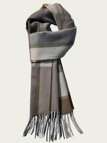 New Autumn/Winter Couple's Knitted Plaid Striped Double-Sided Tassel Warm Scarf, Versatile For Boyfriend/Girlfriend, Teachers, Students, Birthday Gifts, Long Thick Neck Warmer, Casual & Elegant - Multicolor - View 12