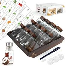 12 Spice Jars + Wooden Frame