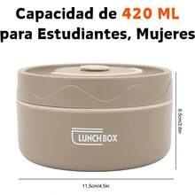 PZW Fiambrera para Estudiantes Inoxidable 304 Recipiente Portátil para Almuerzo 440ml Sellada Crisper Caja de Almuerzo Tapa a Prueba de Fugas Trabajo Escuela Salidas2537 - Estilodehornodemicroondascafoscuro - Ver 4