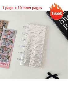 1pc偶像照片卡收藏册-4口袋塑料长方形照片套装含10本套装ins简约磨砂相册蘑菇扣活页竖版生活四格卡片册明星追星小卡片票据收纳册