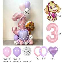 汪汪队立大功卡通铝箔气球套装，数字生日气球，适合生日派对、婴儿派对装饰和礼物