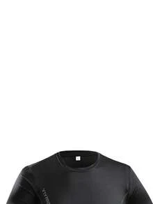 1pc Men's Summer T-Shirt, Quick-Dry Breathable, Shoulder Letter Print, Suitable For Men's Daily Wear - Black - View 4