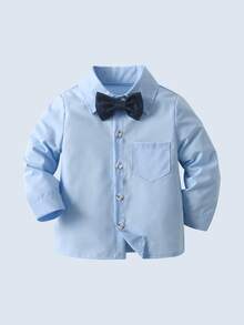 BOARNSEORL Bộ trang phục quý ông 3 món cho bé trai: Áo sơ mi trắng tay dài có nơ, áo vest xanh lá cây và quần dài, Fashionamantic cho Giáng sinh, tiệc sinh nhật, đám cưới, lễ rửa tội, sinh nhật lần thứ 1 - Màu xanh hải quân - Xem 8