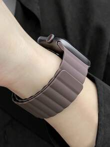 1pc Silicone Magnetic Waterproof Watch Band Compatible With Apple Watch 42mm, 38mm, 40mm, 41mm, 44mm, 45mm, 46mm, 49mm, Suitable For Men And Women, Thin Design, Replacement Strap For Apple Watch Ultra2, SE2, SE 10, 9, 8, 7, 6, 5, 4, 3, 2, 1 Series, Great Gift For Students - Chocolate Brown - View 6