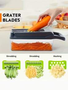 14/16pcs Vegetable Chopper, Multi-Function Fruit Slicer, Handle-Style Food Grinder, Vegetable Slicer, Chopping Bowl Slicer, Onion Chopper With Interchangeable Blades, Potato Shredder, Kitchen Gadgets, Kitchen Tools - Multicolor - View 6