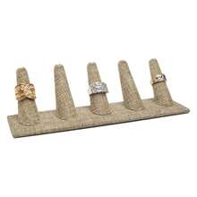 Box Burlap Jewelry 5 Rings Finger Display8x2.12x2.2 Inches With Square Base - Ring Holder Organizerfor Selling Or Personal Use - Jewelry Displays Stands - Multicolor 763 - View 1