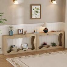 Mesa consola estilo granja de 63'' para entrada, mesa auxiliar para sofá, mesa consola estrecha para entrada, mesa auxiliar independiente para entrada y sala de estar. - color de madera natural - Ver 5