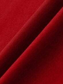 Gaun Maxi Bodycon EARO Wanita Warna Polos Lengan Pendek Kerah Tegak dengan Belahan Tinggi dan Lipatan untuk Musim Semi/Panas, Gaun Pesta - Merah - View 5
