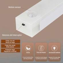 Luz Led con Sensor de Movimiento 2 Modos Ajustables 30 cm Lampara LED Recargable Luz LED de Interior con Ajuste de Brillo para Libreria Armario Dormitorio Pasillo 2pcs Luz Blanca - Blanco - Ver 3
