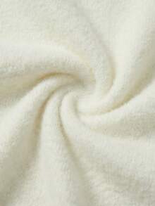 JTI 秋冬女士白色蓬松船领套头连衣裙，松紧腰身，优雅修身短款束腰上衣 - 杏色 - 查看 5