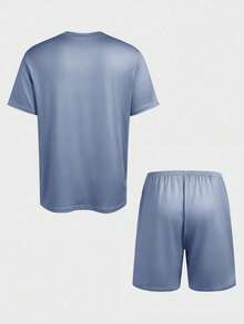 2 pièces/Set Pyjama décontracté ample à carreaux pour hommes grande taille, avec t-shirt à manches courtes et short. Convient pour le printemps/été