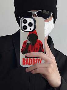 1pc Red Boy Pattern IMD Colorful Silver Phone Case Compatible With IPhone11, 11Pro, 11ProMax, 12, 12Pro, 12ProMax, 13, 13Pro, 13ProMax, 14, 14Pro, 14Plus, 14ProMax, 15, 15Pro, 15Plus, 16, 16Pro, 16ProMax, 16Plus, 17, 17Pro, 17Air, 17ProMax - Grey - View 1