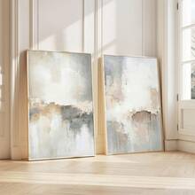 2 piezas/Set Póster abstracto blanco moderno, Impresión artística, Póster minimalista moderno, Decoración de pared abstracta neutra, Diseño de lienzo gris y blanco elegante, Adecuado para decoración del hogar, decoración de habitación, decoración de dormitorio, decoración de sala de estar, decoración de baño, decoración de pared, Opción de arte de pared con marco. - Multicolor - Ver 1