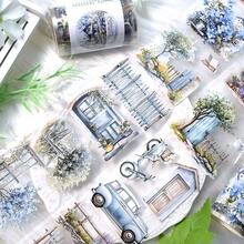 2米/卷 公寓透明PET胶带 花朵图案美纹纸胶带 3D水晶墨水装饰贴纸 适用于日记本、剪贴簿、手账文具 100厘米环扣