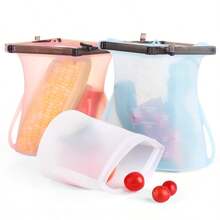 Túi silicon kín khí tái sử dụng để bảo quản thực phẩm - Chống rò rỉ, dùng được trong tủ đông, tuyệt vời cho đồ ăn nhẹ, trái cây, rau củ và thịt - Vật dụng thiết yếu cho nhà bếp. - Nhiều màu - Xem 7