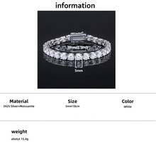 emejewe One D VVS1 莫桑石网球手链原装 S925 纯银镀白金带 GRA 证书手链适合女士男士