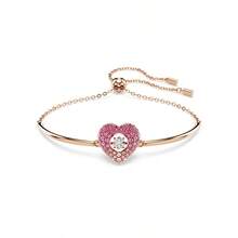 SWAROVSKI IDYLLIA Dazzling Heart Pavé Bracelet/Bangle - Birthday Gift For Women, Mother, Girlfriend, Lover, Christmas Gift, New Year Gift, Birthday Gift, Back-To-School Gift, Wedding Gift - Pink - View 4