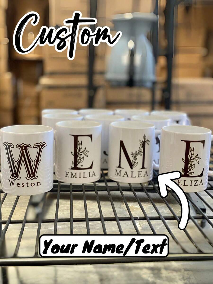 1Pc Letter A-Z Personalized Custom Letter Name Coffee Mug - Design Custom Cup, Ceramic Cup, Novelty Mug, White Tea Cup, Summer And Winter Drinkware, Birthday Gift, Family Party Gift, Holiday Gift Anti-Mold, Reusable Exquisite, Adorable, Modern, Contracted Custom, Personalized, Unique Ideal Gifts Him Her Anniversaries Valentine's Day Mother's Day Birthdays Children's Day,Home & Living,Haunt Your Home,Souvenirs - Multicolor - View 1