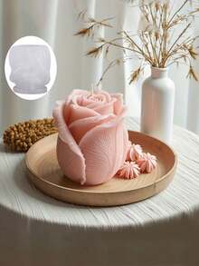 1pc Reusable Silicone Rose Candle Mold Suitable For - DIY Aromatherapy Candle Making, Irregular Rose Petal Shape, Romantic Flower Mold For Valentine's, Christmas, For Party & Home Decoration, Wax Compatible (Not For Candle Shorteners) - White - View 4