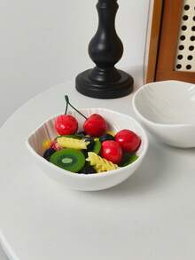 1pc Ceramic Salad/Cereal/Fruit Bowl, Cute Dessert/Yogurt Bowl, Tableware - White - View 6