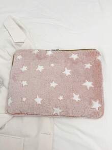 1个11英寸/13英寸/15英寸学生笔记本电脑包，星形印花毛绒休闲男女通用笔记本电脑内胆包，平板电脑保护套，适用于MacBook、HP、ASUS等品牌，适合女生、青少年、男生、大学生使用，9-15英寸平板电脑便携包，兼容iPad Air 4/5、iPad Pro