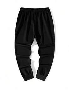 Men's Casual Sports Pants, Printed With Letter "B", Loose Fit, Suitable For Jogging, Home And Outdoor Activities. Also Can Be A Wedding Gift. Made Of 100% Polyester Fabric, With Drawstring Waistband For Adjustable Fit, Available In Multiple Colors. - Black - View 3