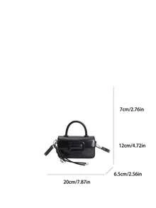 1pc Minimalist Fashion Street Handbag Small Bag, PU Material, Women Commuter Shoulder Bag - Black - View 6