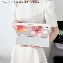 Flower 1PC Pink Floral & Pomegranate Tablet Case - Watercolor Pattern, Foldable Stand & Shockproof Translucent Cover,With Pen Holder Compatible With 10.9/10.2/ Air 5th Gen/Pro11/10th/9.7/Air 2/ (7th Gen)/ (8th Gen)/ Air 4/5/ Pro 11/ 10th Generation 10.9-Inch 2022 Smart Case/ Air 13(M3 2025)/ Air 11(M3 2025) - Multicolor - View 10