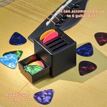 Bestselling Guitar Pick Storage Box/Accessory With Simulated Leather Texture, Includes 5 Picks.(The Guitar Pick Is A Free Gift; The Color Is Random.) - Black - View 1