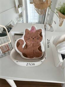 1Pc Cute Brown Cat Hand Towel, Absorbent Towel, Hanging Style For Kitchen, Bathroom, Room Decor, Absorbent & Easy To Clean, Kitchen Towel, Bathroom - Multicolor - View 13