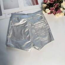 Quần short nữ màu trơn, kiểu dáng thường ngày, gợi cảm, có lớp phủ, thích hợp cho mùa hè. - Bạc sáng - Xem 7