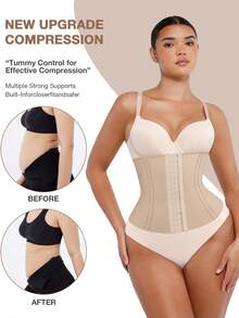 FeelinGirl Waist Trainer, Tummy Control Waist Cincher Corset For Women, Body Shaper - 杏色 - 查看 2