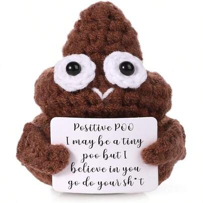 1pc Positive Poo Handmade Emotional Encouragement Gifts, Touching Gifts For Men And Women, Valentine's Day Gifts, Gifts For Boys And Girls, Couples, Father's Day Gifts For Mothers, Fathers And Grandfathers, Graduation Gifts For Daughters And Sons, Brothers And Sisters, Christmas Socks, Crocheted Dolls, Inspirational Gifts With Cards