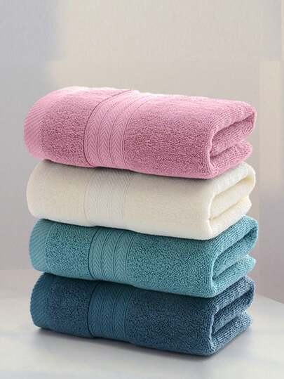 1pc/3pcs/4pcs Set Of Solid Color Face Towels & Bath Towels, Soft Terrycloth, Absorbent & Quick Drying, Suitable For Face Washing, Sports, Fitness, Travel