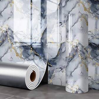 50 st. konstgjorda keramiska plattor och marmor kontaktpapper, används för heminredning, rumsdekoration, kök, vardagsrum, sovrum, fukttäta, vattentäta självhäftande väggklistermärken för aluminium-plastpaneler 3D tredimensionell blå förgylld marmormönstrad imiterad keramisk plattor väggklistermärke