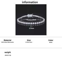 emejewe One D VVS1 莫桑石网球手链原装 S925 纯银镀白金带 GRA 证书手链适合女士男士