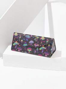 1pc Solid Color Leather Foldable Eyeglasses Case, Suitable For Daily Use - Multicolor - View 5