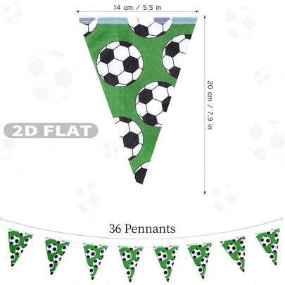 2D FLAT 36pcs A Set Soccer Pennant String Flags, Soccer Themed Party Decorations Garland Theme Triangle Bunting Banner For Sport Birthday Party Supplies Celebrations Bar Football Club Decor, Ideal For 2026 World Cup Photo Backdrop Decor