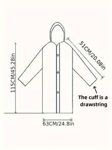 1pc Waterproof Long Sleeve Rain Jacket, Breathable Hooded Button Rain Coat, Reusable Thick Long Sleeve Rain Jacket, Suitable For Hiking, Outdoor Adventure, Cycling, Travel, Outdoor Activities And Daily Use, Outdoor Gear Hiking Rain Jacket - Multicolor - View 2