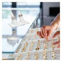 Box White Leatherette Jewelry Ring Finger Display3.62x2.12x2.25 Inches With Square Base - Ring Holder Organizerfor Selling Or Personal Use - Display Stands For Rings - Multicolor 784 - View 6