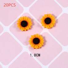 20pcs Sunflower Resin Beads For Diy Bracelet, Earring And Jewelry Making, Loose Craft Decors Valentines