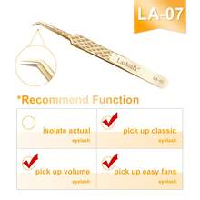 1pc Lashtalk Precision Fiber Tip Tweezers, Suitable For Eyelash Extension, Diamond Texture Non-Slip High-Grade Stainless Steel Material, From Nagaraku Cosmetics - Gold - View 14