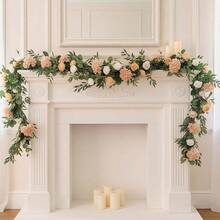 5.58FT Flower Garland, Realistic Artificial Rose Vine Flowers With Green Leaves Hanging For Indoor Outdoor Wall Home Room Garden Wedding Summer Porch Terrace Balcony Decor - Champagne - View 6