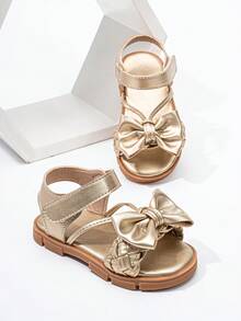 1 Pair Fashion Toddler Girls' Flat Sandals, Comfortable Soft Bottom Children Sandals - Gold - View 4