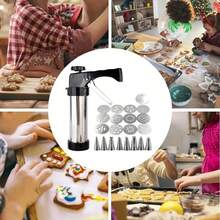 22pcs Baking Tool Set Includes Cookie Stamp, Cream Piping Gun, Melting Chocolate Nozzle, 13 Shaped Baking Molds, 8 Piping Tips And 1 Stamp Gun, Essential Kitchen Tools For Baking On Halloween, Christmas And Valentine's Day. Manual Operation, No Electricity Required, Beautifully Packaged, Ideal Gift. - Multicolor - View 10