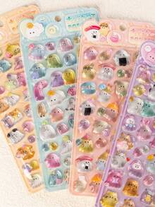 Hình dán 3D dễ thương - Hình dán bong bóng hoạt hình xúc xích và sushi, hình dán 3D mini đáng yêu có thể tái sử dụng, tuyệt vời cho sổ lưu niệm, sổ kế hoạch, nhật ký, sổ tay, máy tính xách tay, ốp điện thoại, trang trí, hình dán tự làm, quà tặng. - Nhiều màu - Xem 1