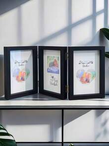 1 Set Of 2/3/4-Panel Black Multi-Photo Frame, Holds 4x6", 5x7" Photos, Vertical Hinged Collage Frame For Tabletop Display, Great Mother's Day, Friend, Wedding, Family, Pet Gift. Also Available In 7x5" 2/3/4-Panel Glass Covered Folding Frame, Fits Two 12.7x17.8cm Standard Photos, Perfect Mother's Day Gift