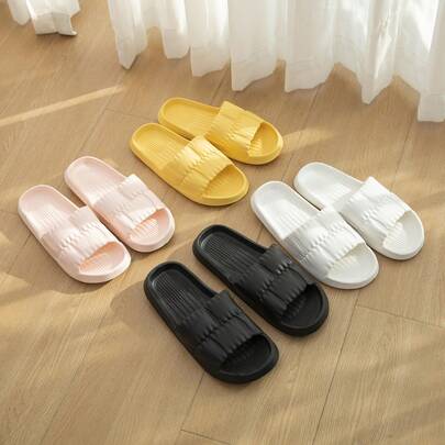 1双厚底防滑EVA拖鞋，四季皆宜，男女通用，厚底设计，防滑，速干，柔软轻便，浴室拖鞋，露趾厚底室内外两用拖鞋，情侣款，厚底设计，休闲百搭，室内外均可穿着，鞋履，春夏精选