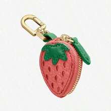 Mini Fruit Coin Purse Keychain – Strawberry Cherry Blueberry Shape, Cute Small Wallet, Bag Pendant, Girls' Accessories - Strawberry - 查看 12