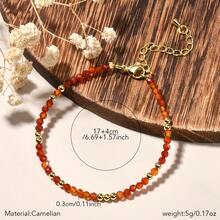 1pc Bohemian Style Natural Green Agate Sunstone 3mm Faceted Round Bead Bracelet, Suitable For Women's Daily Wear And An Excellent Gift Choice For Holidays - 17cm,3mm - View 17